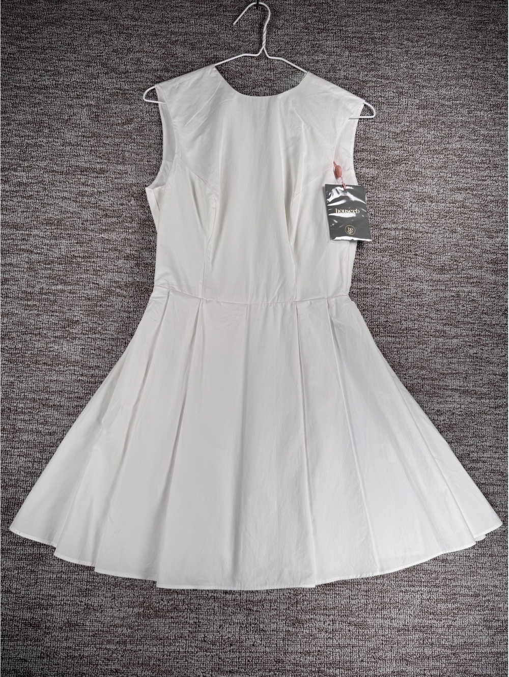 House of CB Luxury White Flared Cotton Dress Size S Elegant Classic